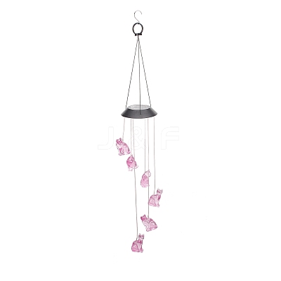 LED Solar Powered Cat Wind Chime HJEW-I009-13-1