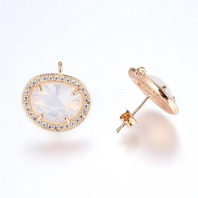 Brass Micro Pave Cubic Zirconia Stud Earring Findings ZIRC-G116-27-C01-1