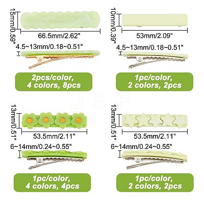 16Pcs 12 Style Fashion Acrylic Alligator Hair Clip PHAR-CA0001-003-1
