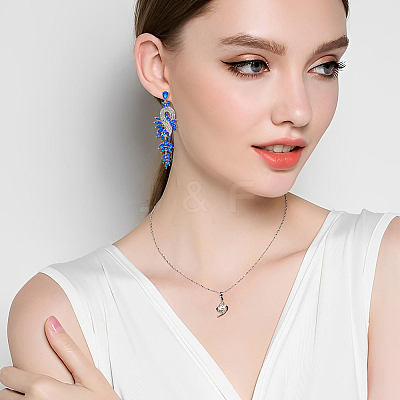 3 Pairs 3 Colors Sparkling Rhinestone Leafy Branch Dangle Stud Earrings EJEW-FI0001-90-1