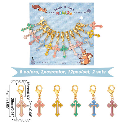 Alloy Enamel Pendant Locking Stitch Markers HJEW-AB00171-1