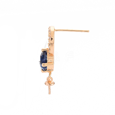 Brass Micro Pave Clear Cubic Zirconia Earring Findings KK-T062-219A-NF-1