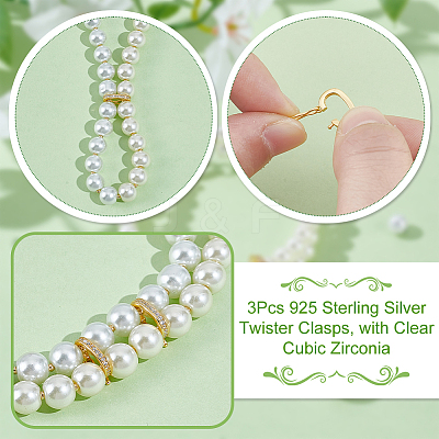 3Pcs 925 Sterling Silver Twister Clasps STER-NB0001-10G-1