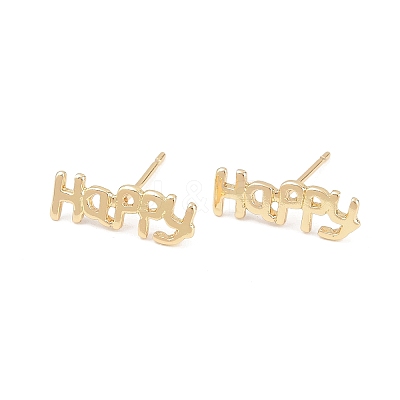 Brass Stud Earrings EJEW-P346-02C-G-1