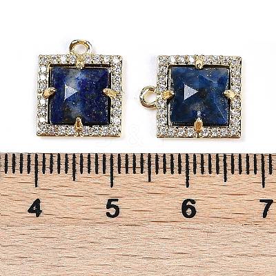 Natural Lapis Lazuli Faceted Square Charms G-I375-06G-02-1