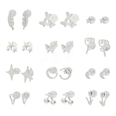 2 Pairs Alloy Stud Earrings for Women EJEW-FS0001-27C-1