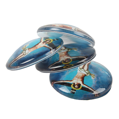 Jesus and the Virgin Printed Glass Half Round/Dome Cabochons X-GGLA-N004-25mm-A-1