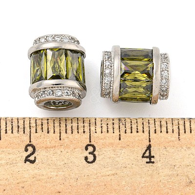 Rack Plating Brass Micro Pave Cubic Zirconia European Beads KK-F089-31P-05-1