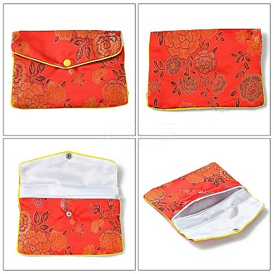 Rectangle Floral Embroidery Cloth Zipper Pouches ABAG-YW0001-03D-1