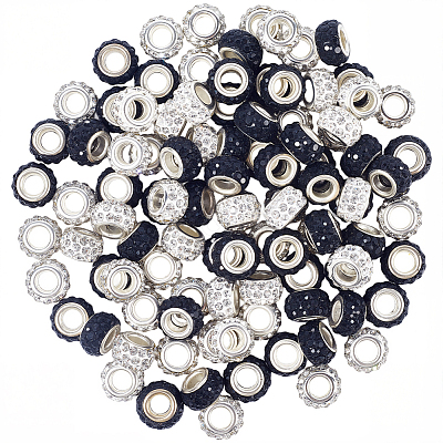 100Pcs 2 Colors Polymer Clay Rhinestone European Beads CPDL-SP0001-02-1
