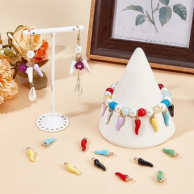 32Pcs 8 Colors Alloy Enamel Pendants ENAM-SC0004-87-1