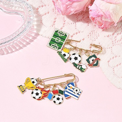 2Pcs Football Theme 304 Stainless Steel Brooches JEWB-YW00004-1
