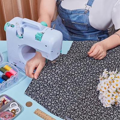 Flower Pattern Cotton Fabric DIY-WH0671-238C-1