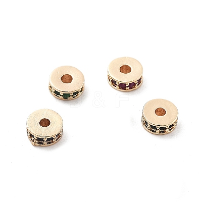 Brass Micro Pave Cubic Zirconia Beads KK-R216-14KCG-1