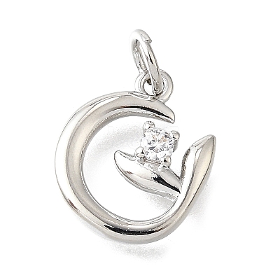 Brass Micro Pave Cubic Zirconia Pendants KK-V007-23P-1