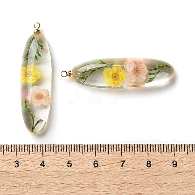 Inner Dried Flower Transparent Resin Pendants X-RESI-A043-01B-1