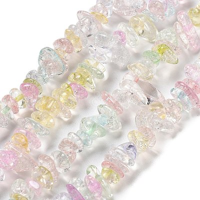 Transparent Crackle Glass Beads Strands GLAA-U004-01B-1