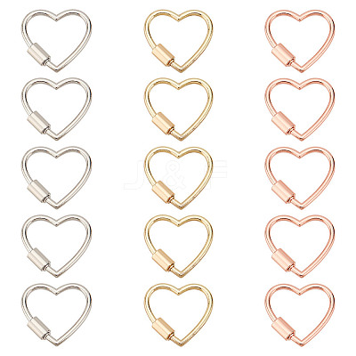 15Pcs 3 Colors Alloy Screw Carabiner Lock Charms FIND-AN0001-12-1