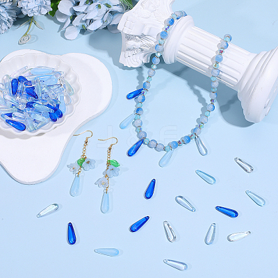 100Pcs 5 Colors Baking Paint Transparent Glass Pendants FIND-SC0023-47A-1