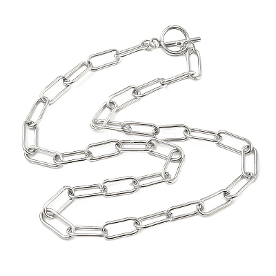 304 Stainless Steel Paperclip Chains Necklaces NJEW-Z102-02P-1