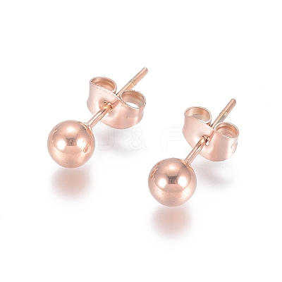 Ion Plating(IP) 304 Stainless Steel Stud Earrings EJEW-L215-57C-RG-1