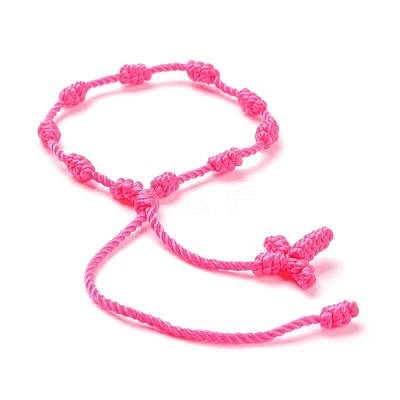 Polyester Braided Knot and Cross Cord Bracelet BJEW-A099-04-1