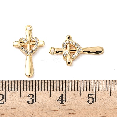 Brass Micro Pave Clear Cubic Zirconia Pendants KK-B160-04G-1