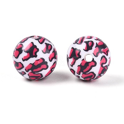 ABS Plastic Leopard Print Round Beads SACR-T017-75B-01-1