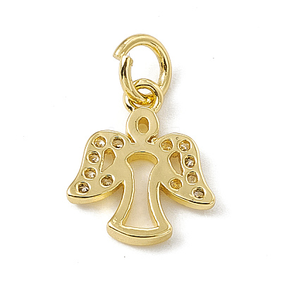Brass Micro Pave Cubic Zirconia Charms ZIRC-F132-03G-1