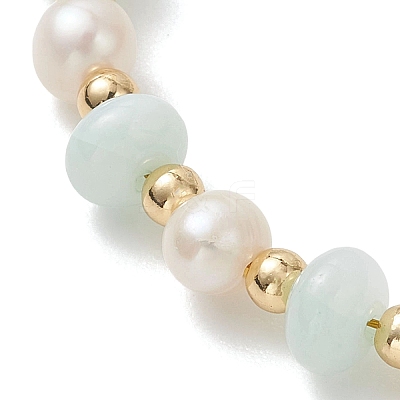 Natural Freshwater Shell & Natural Cultured Freshwater Pearl Rondelle Beaded Bracelets for Women BJEW-JB13281-1