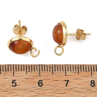 Natural Tiger Eye/Natural Lapis Lazuli/Natural Amethyst/Natural Green Aventurine/Natural Rose Quartz & 304 Stainless Steel Stud Earring Settings EJEW-JE07335-1