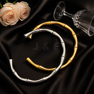 2Pcsc 2 Colors 304 Stainless Steel Cuff Bangles BJEW-GO0001-18-1