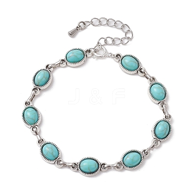 Alloy Resin Oval Link Chain Bracelets for Women BJEW-JB10131-1