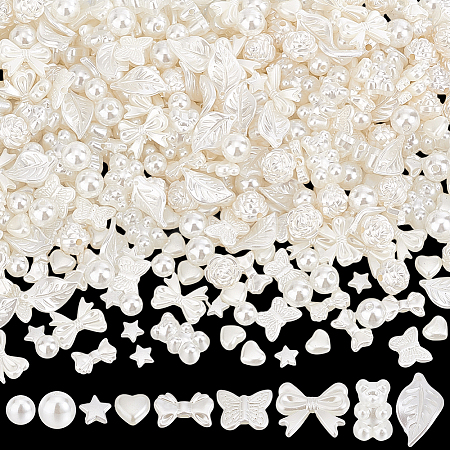 400Pcs 10 Styles ABS Plastic Imitation Pearl Beads KY-PH0002-06-1