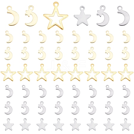 DICOSMETIC 180Pcs 6 Style Stainless Steel Charms STAS-DC0002-19-1