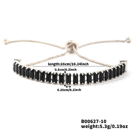 Adjustable Brass Pave Cubic Zirconia Slider Bracelets YT3648-2-1