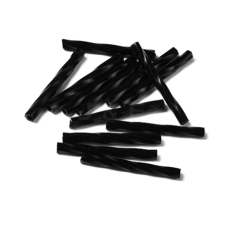 Baking Paint Glass Twist Bugle Beads GLAA-WH0039-11E-1