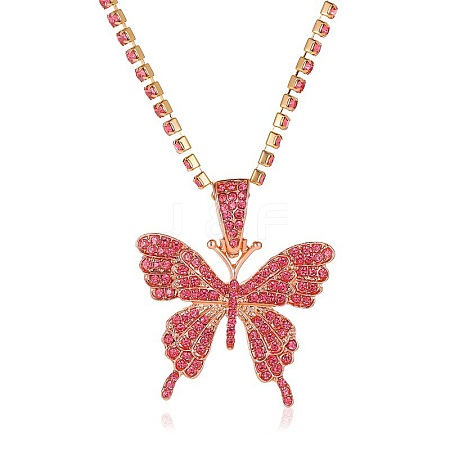 Alloy Crystal Rhinestone Cup Chain Butterfly Pendant Necklaces for Womem WGB1B47-07-1