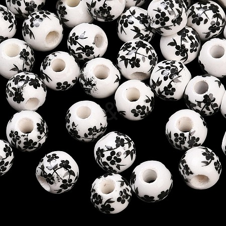 Handmade Printed Porcelain Beads X1-PORC-Q201-6mm-5-1