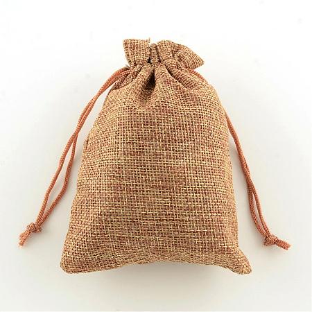 Polyester Imitation Burlap Packing Pouches Drawstring Bags ABAG-R004-14x10cm-03-1