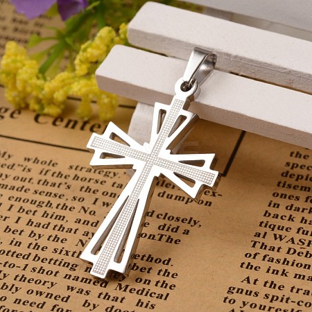 Tarnish Resistant 304 Stainless Steel Cross Pendants X-STAS-I035-31A-1