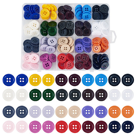 160Pcs 20 Colors 4-Hole Resin Buttons BUTT-TA0001-29C-1