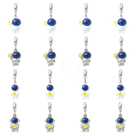 16Pcs 4 Styles Spray Printed Alloy European Dangle Charms FIND-CJ0005-53-1