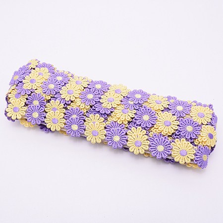 Daisy Sun Flower Decorating Polyester Lace Trims OCOR-WH0064-26A-1