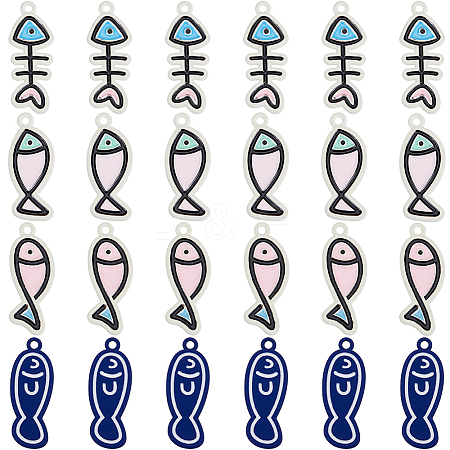 24Pcs 4 Colors Alloy Enamel Pendants FIND-SC0012-04-1