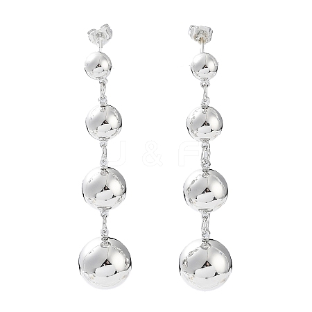 Brass Round Ball Dangle Stud Earrings for Women EJEW-D086-03P-1