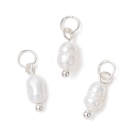 Natural Cultured Freshwater Pearl Potato Charms with Brass Jump Rings PALLOY-JF04176-03-1