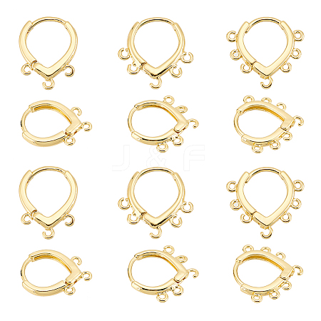 BENECREAT 12Pcs 3 Style Brass Hoop Earring Findings KK-BC0012-37-1