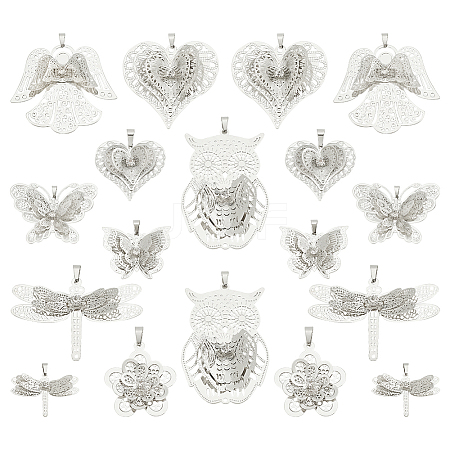 18Pcs 9 Styles Brass Rhinestone Pendants FIND-PH0020-70-1