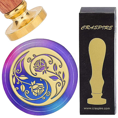 Brass Wax Seal Stamps with Wood Handle AJEW-WH0412-0229-1